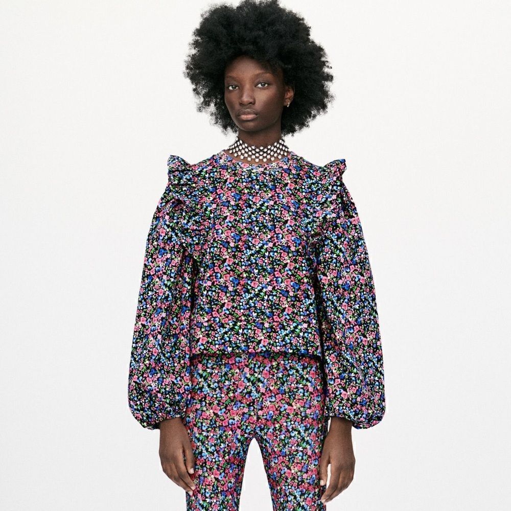 ZARA COMBINATION FLORAL SWEATSHIRT